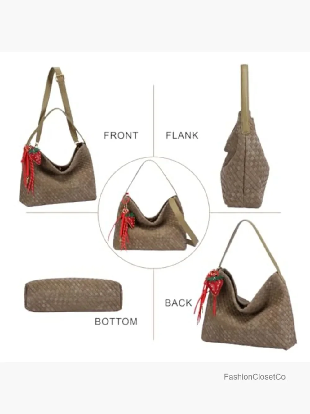 Woven Suede Shoulder Bag Hobo Tote Satchel Crossbody